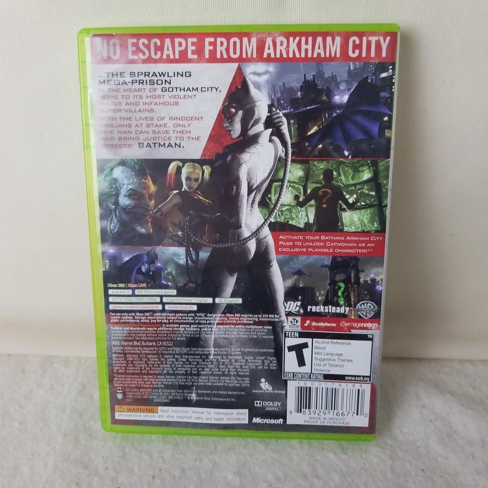 Batman Arkham‎ City Xbox 360 Game T Rated Action Adventure